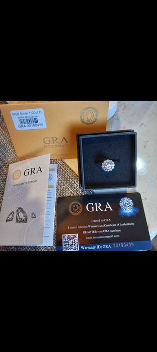 Сребърен пръстен с Мойсанит 1ct.