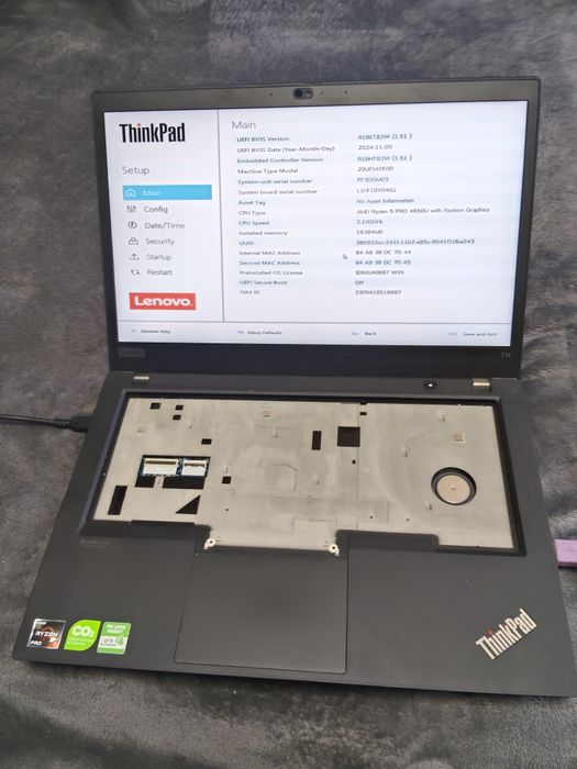 Dezmembrez /vând Lenovo Thinkpad T14 gen 1 ,AMD ryzen 5 4650u,16 GB RAM ,display 14 fhd ips touchscreen ,incomplet