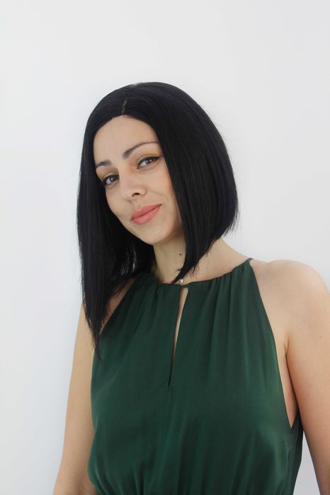 Черна перука от ЕСТЕСТВЕН косъм Селена