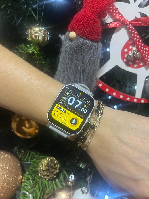 Set 2 ceasuri Smartwatch,gri și bej, compatibil Android/ iOS