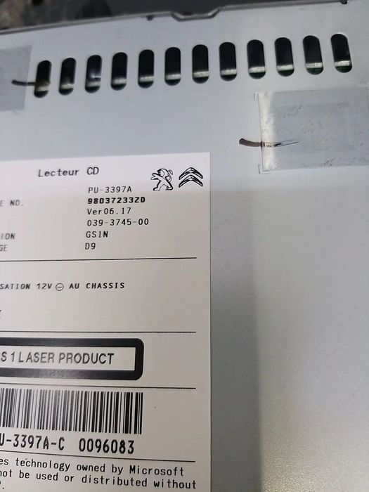 Radio cd player peugeot 208 1 ca cc 98037233zd