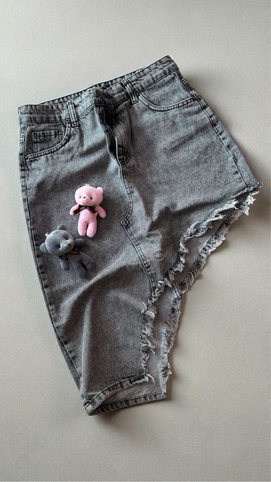 Fusta Scurta Denim Piele Bej