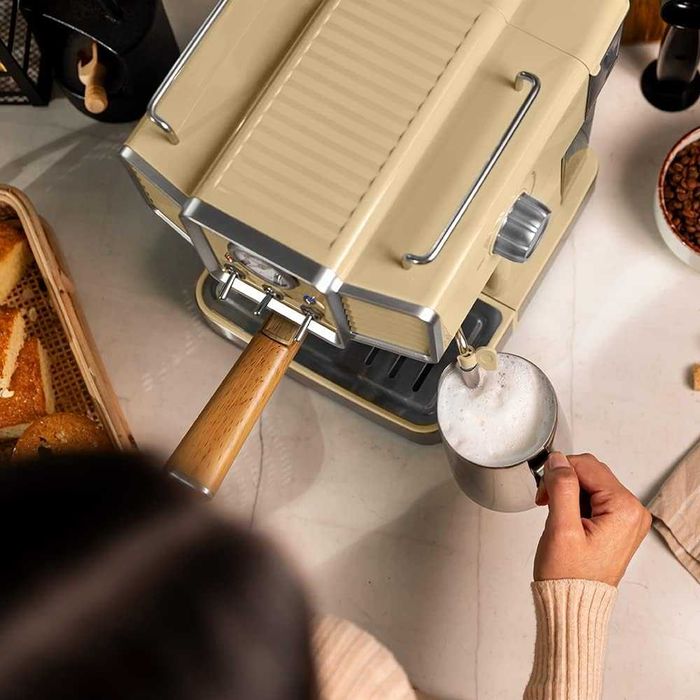 Ретро Кафемашина Cecotec Express Power Espresso 20, 1350W, 20 bars, Италианска Помпа, Жълта