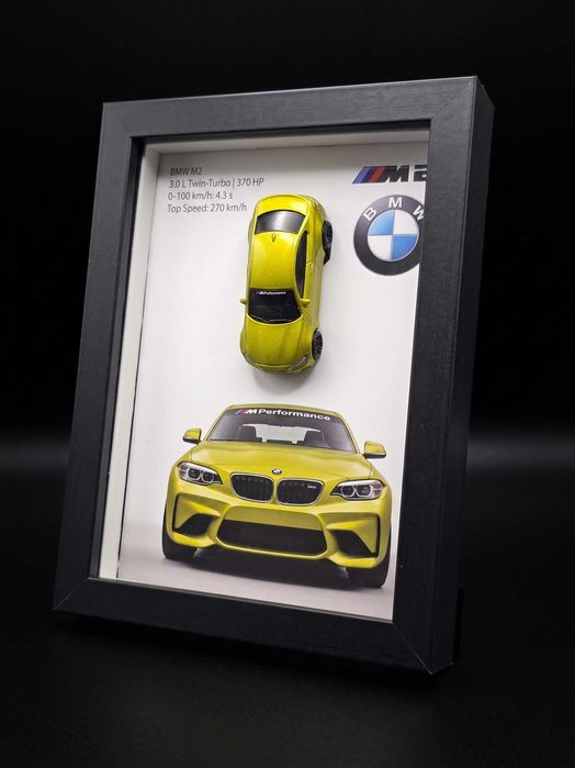 Tablou decorativ BMW M2 2016 – Galben | 20 × 15 cm