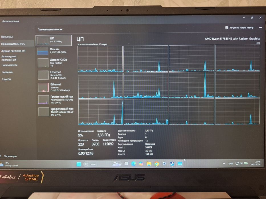Игровой ноутбук asus tuf gaming a15