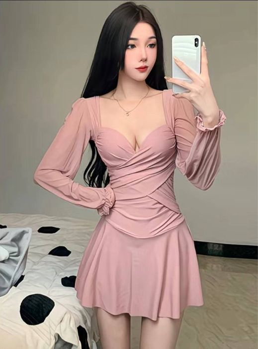 Купальник платьюшко розовый