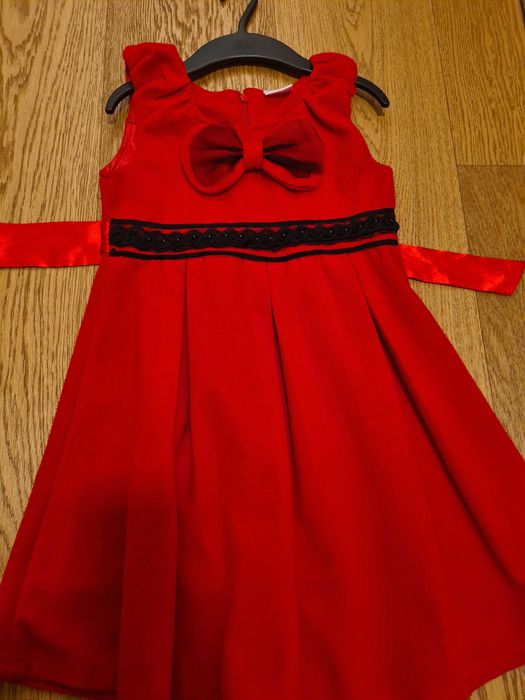 Rochie rosie, eleganta, fleece, 7 ani, 122 cm copii