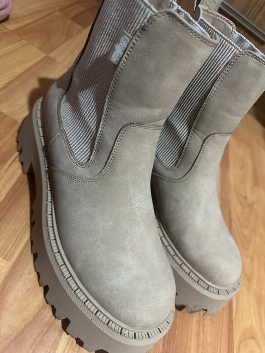 Buffalo cizme Aspen Chelsea culoarea bej, cu platformă, 1270119-BRN