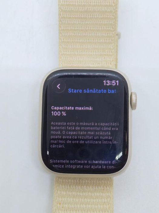Ceas Apple Watch Series 9, GPS, Carcasa Starlight Aluminium, 45mm -A-