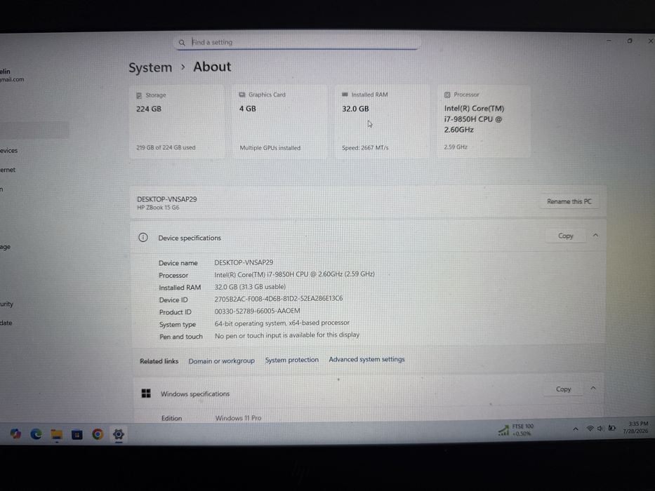 Laptop HP Zbook 15g6 32gb ram i7 4gb video statie grafica