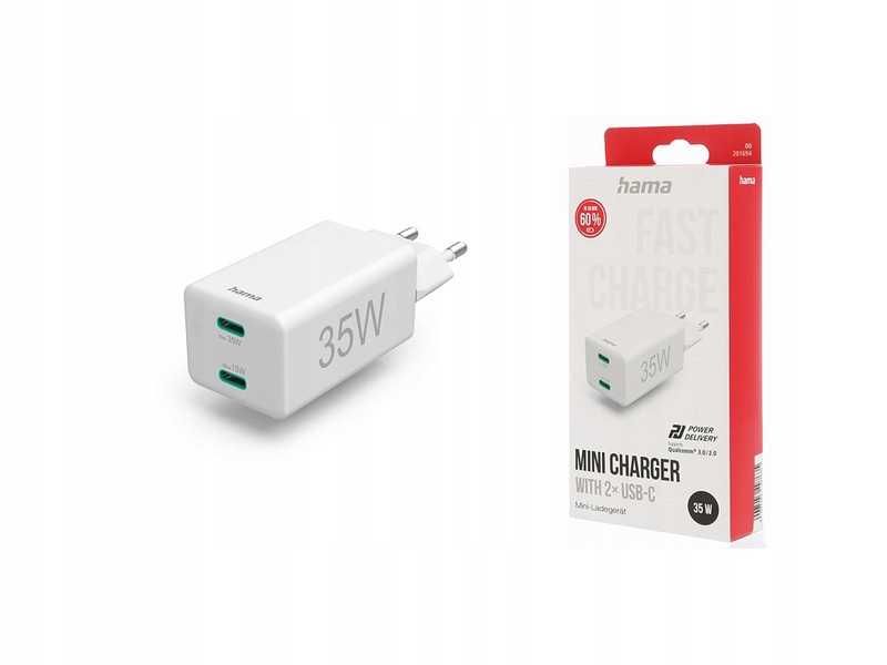 Incarcator telefon 35W Super Fast Charging PD HAMA 201694 2 porturi USB-C Nou sigilat