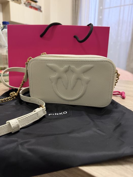 Pinko Camera Bag Crossbody White Antique Gold