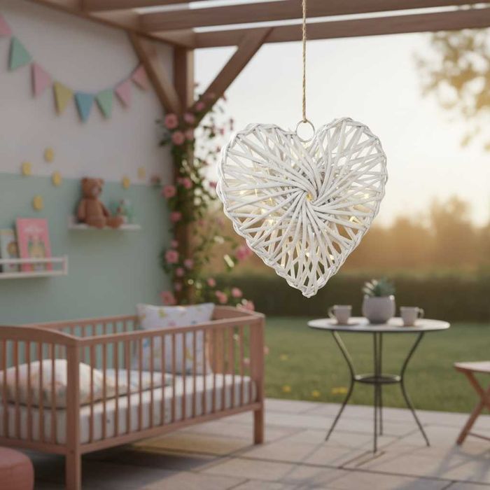 Inima decorativa suspendabila lemn decoratiune rustica casa 30x30cm