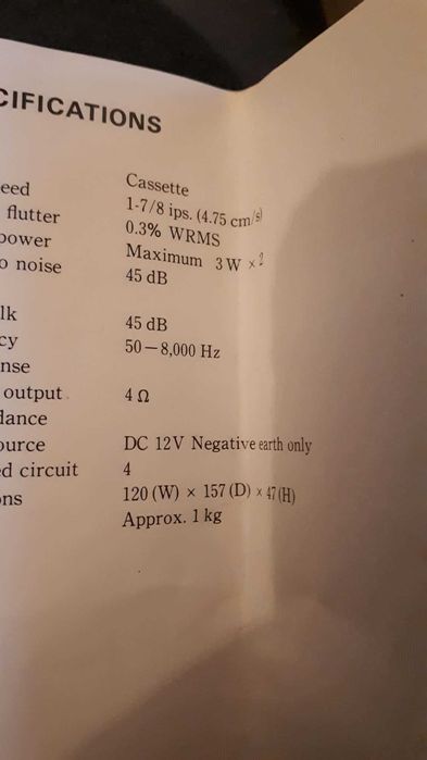 Casetofon vintage Sanyo de masina, cu boxe, nou