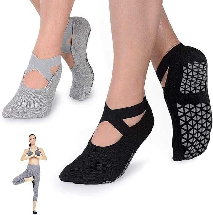 Неплъзгащи чорапи за пилатес, йога, фитнес, балет, танци - дишащи