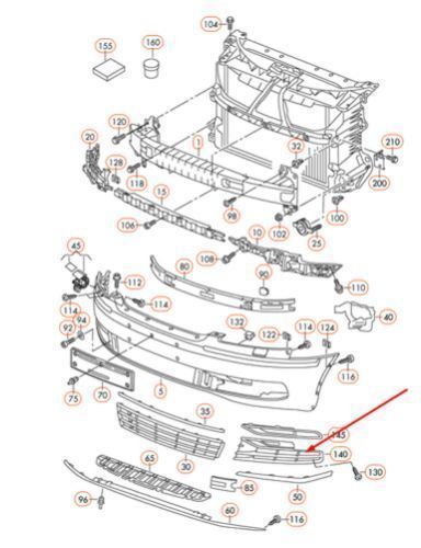 Grila bara fata Volkswagen Phaeton (3D2), 2011-03.2016, partea Dreapta