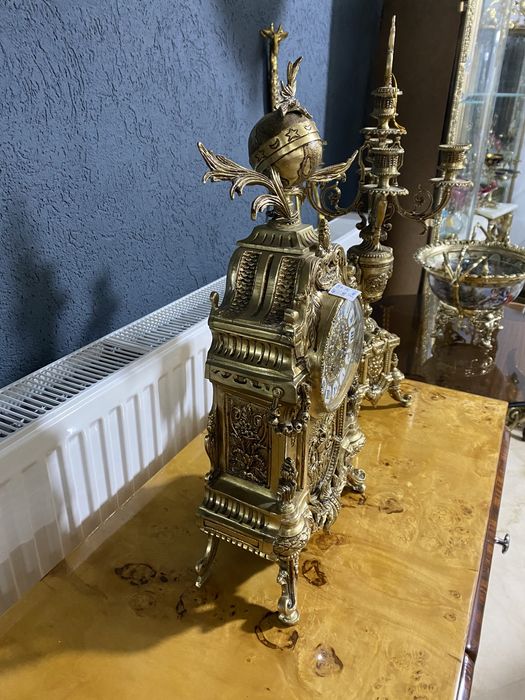 Set ceas cu sfesnice din bronz masiv