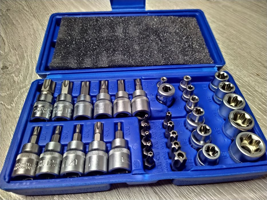 Trusa Chei TORX SI TUBULARE PROFIL E 3/8 34 PIESE, Chrome Vanadium