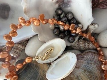 Colier perle naturale de cultură, închizătoare placată aur 18k - Nou