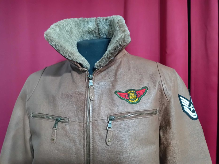 Geaca piele naturala pilot,moto ,ATV street măsură M 48 -50