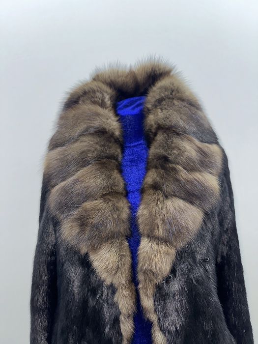 Норковая шуба воротник соболь