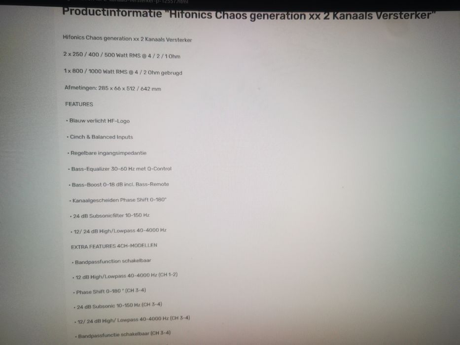 Vind/Schimb Amplificator auto Hifonics XX Chaos