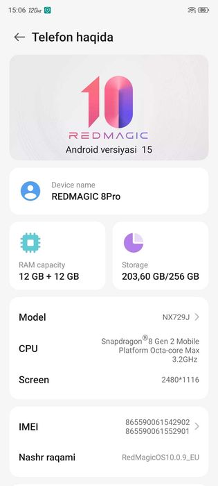 Red magic 8 pro  B\u