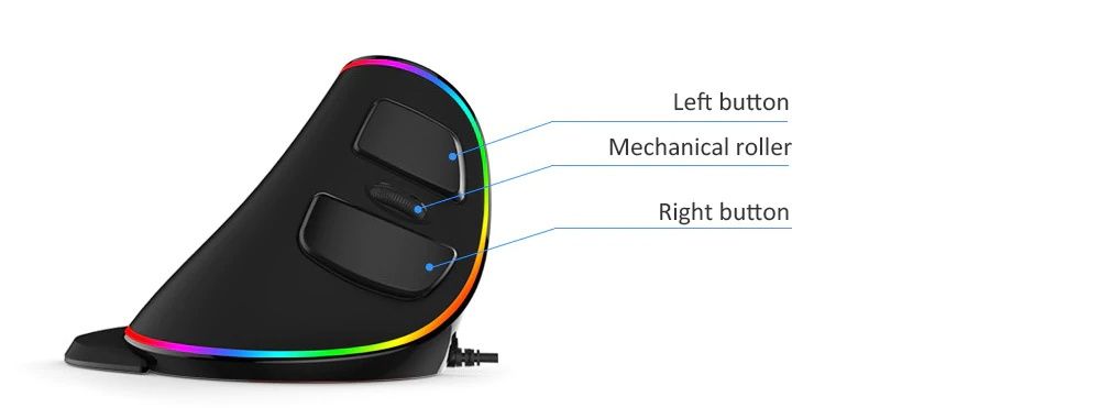 Delux M618Plus RGB Ergonomic Vertical Mouse 6 Buttons 4000 DPI Optical