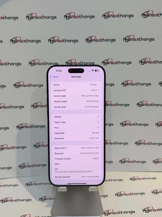 iPhone 16 Pro Max 256GB Black Neverlocked impecabil