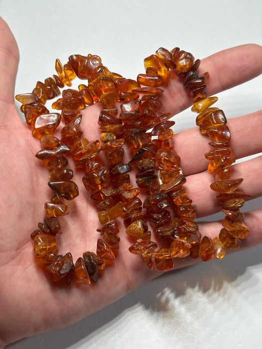 COLIER CHIHLIMBAR Natural - AMBRA - Bucati neregulate - 70cm - Vintage