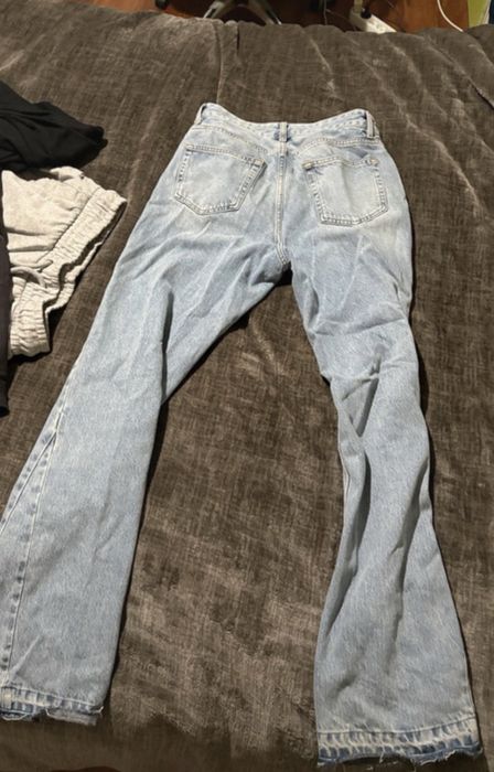 blugi flared zara albastrii