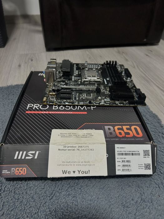 Kit Gaming amd Ryzen 5 7600x+ Placă de bază msiPRO B650M-P ddr5