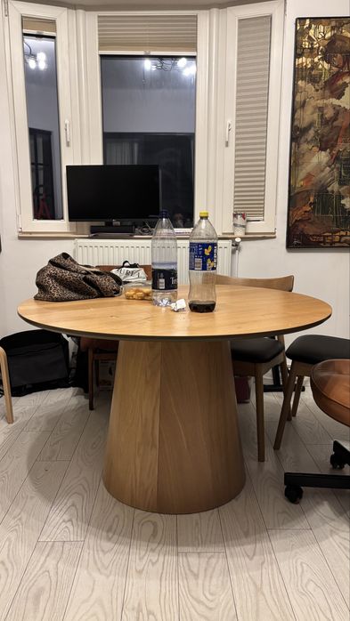 Masa rotunda cu picior, Jysk KLIPLEV, 120cm, stejar stratificat