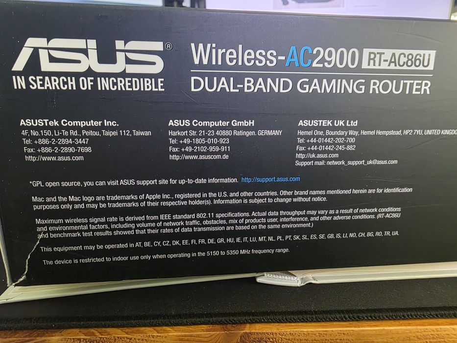 Router Wireless Asus RT-AC86U, AC2900, Dual-Band, GB, USB