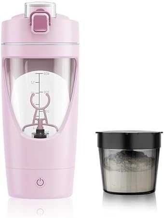 Нов Автоматичен шейкър за протеин 6000RPM USB-C 400мл розова бутилка