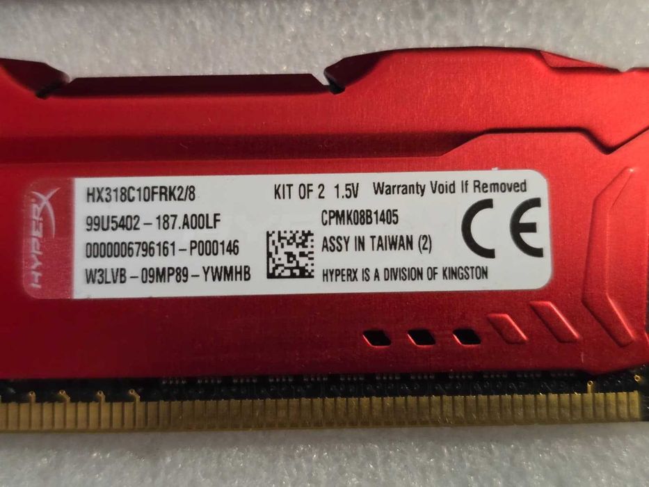 Kit Memorie RAM Desktop Kingston HyperX Fury Red 8GB (2x4GB) DDR3 1866MHz CL10 1.5V (HX318C10FRK2/8)