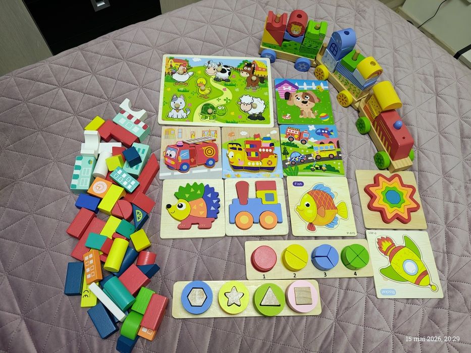 Jucării lemn, puzzle lemn lot