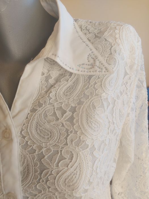 Риза размер XXL черна дантелен гръб