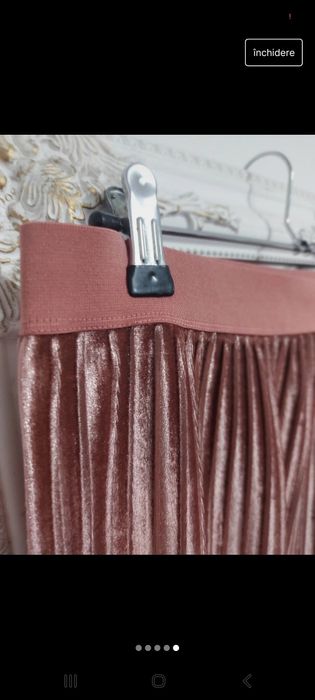 Fustă midi damă roz pudră