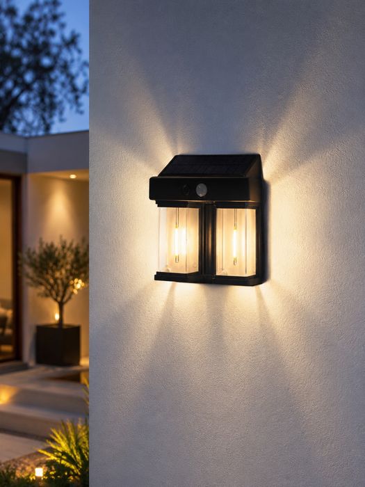 Lampa solara cu doua becuri pe filament