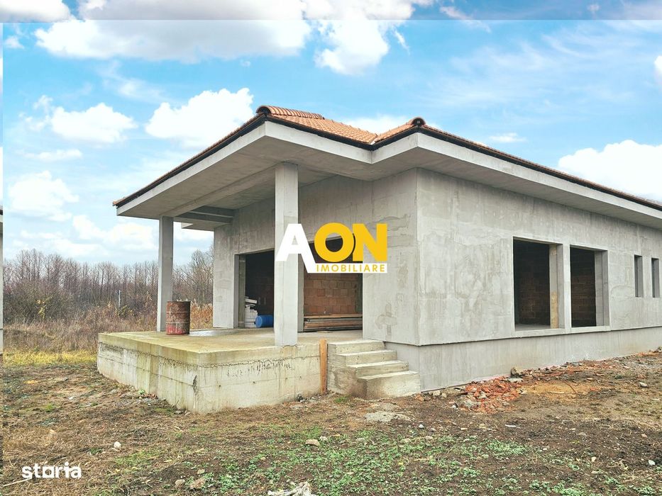 Casa nouă 123 mp utili, semifinisată, 535 mp teren, pod mansardabil