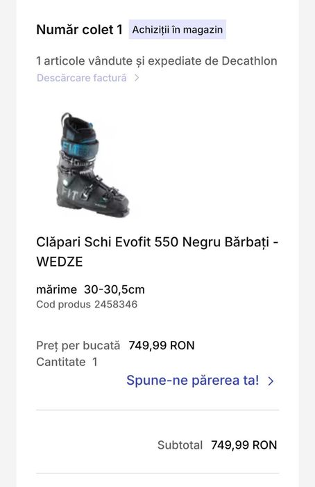 Clapari Wedze Ski Schi Evofit 440 marime 30-30.5cm EU47-48 Decathlon