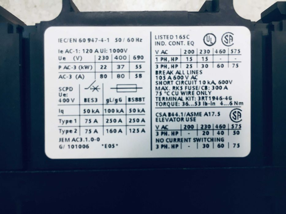 Contactor LSD38033 Schrack, 37kW, 80A, noi.