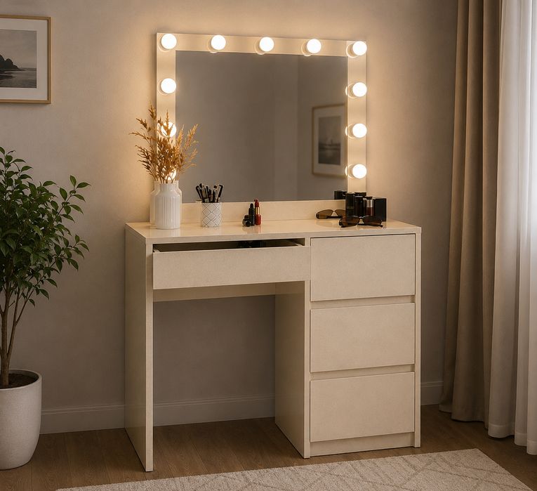 Тоалетка velora beige shagre с огледало и led осветление