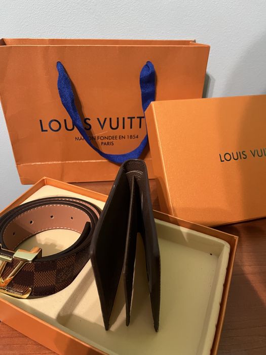Бокс сет louis vuitton колан и полтфейл кафяви (wallet belt lv)