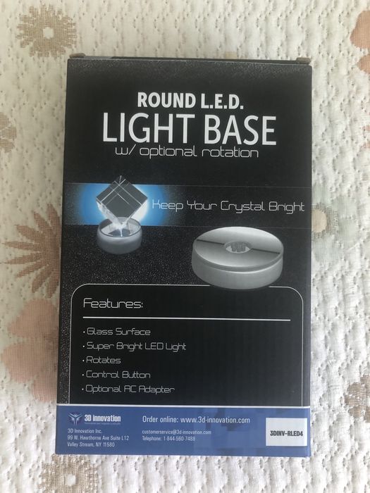 Unique Rotating Crystal Display Base Stand 7 LED Light