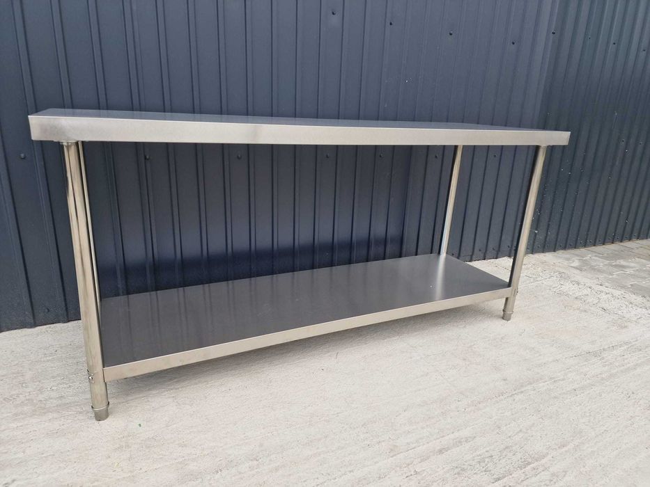 Masa inox cu rebord cu 1 poliță 160x70x85 cm,transport gratuit