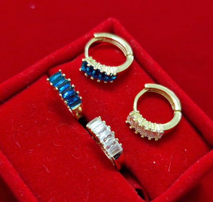 GP60, cercei placati aur 18k,incuietoare sigura, zirconii albe/tuquaz