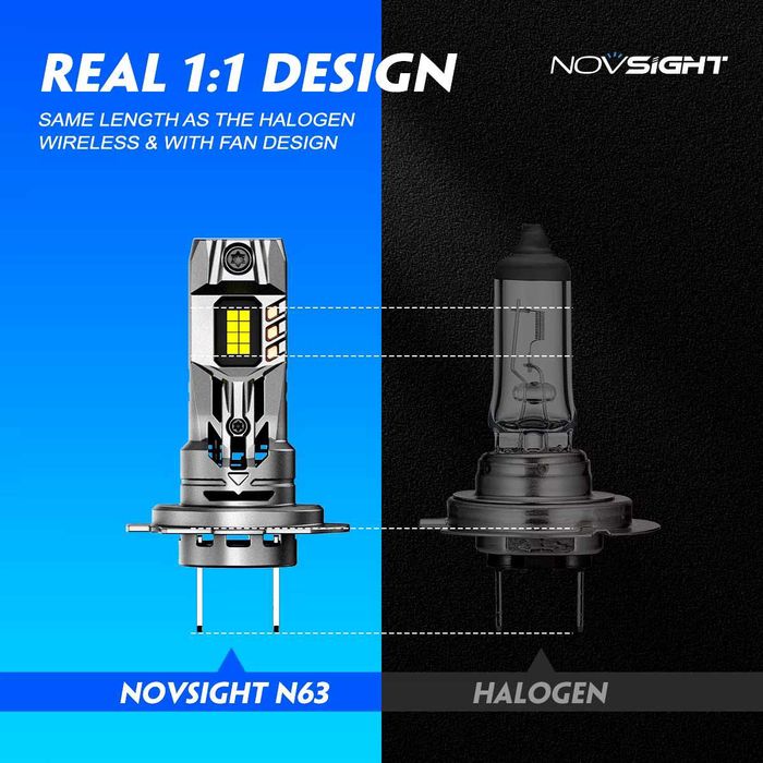 Set 2 Becuri Auto LED H7 Model MINI NOVSIGHT N63, 70W/set 16.000lm