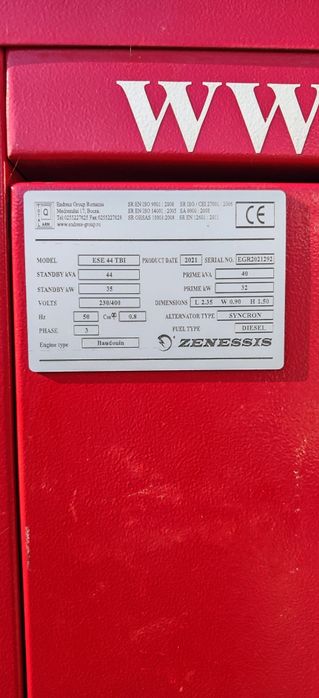 De închiriat Generator Trifazat Zenessis 44 kVA / 35 kW